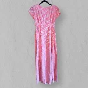 Vintage Pink Floral Maxi Dress, Size: Small